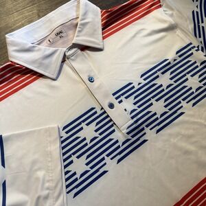 USAG Golf Polo Shirt Mens XL Blue Red Flag Stripe‎ 3XL You Suck at Golf US Flag